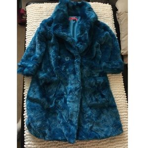 Betsey Johnson kids faux fur long coat NEW